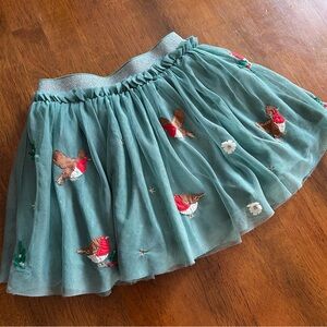 Mini Boden Robin Tulle Skirt | Girls 3–4Y | Green Bird Embroidered Tutu